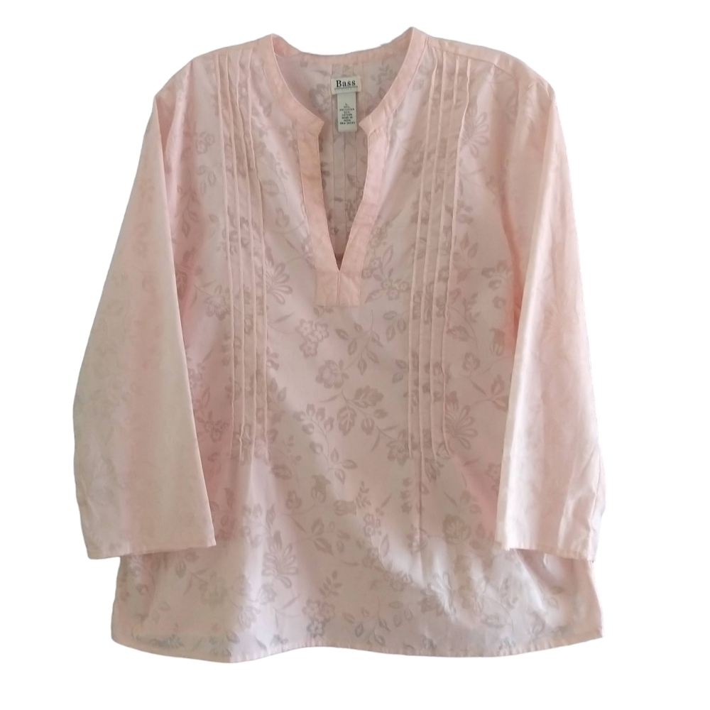 Bass Pink 3/4 Sleeve Sheer Blouse - Size Large
